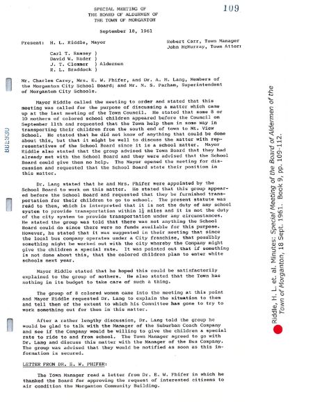 Morganton Board of Aldermen and Morganton City School Board appointees discuss West Concord Mothers' request to provide transportation to segregated Mountain View Elementary School for their children.